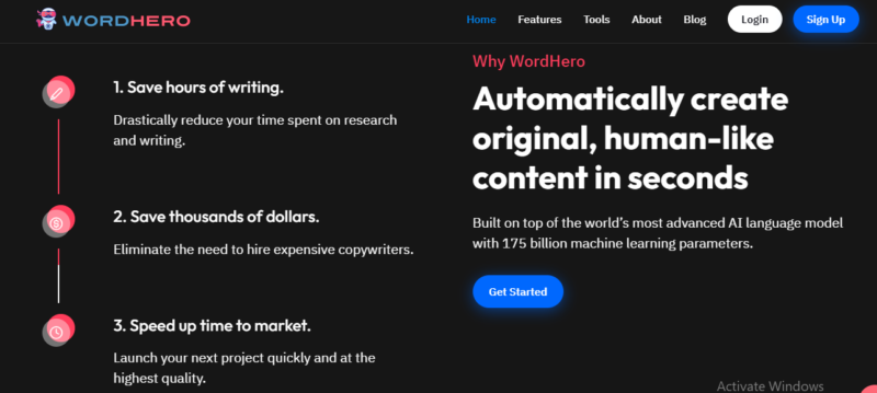 Automatically-create-original human like content WordHero
