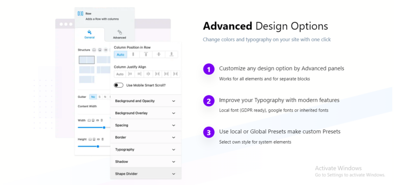 GreenShift Advanced Design Options
