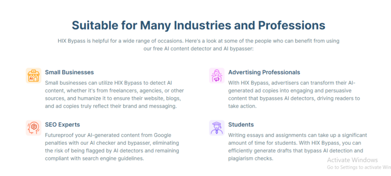 Hix.ai suitable for different industries and professions.
