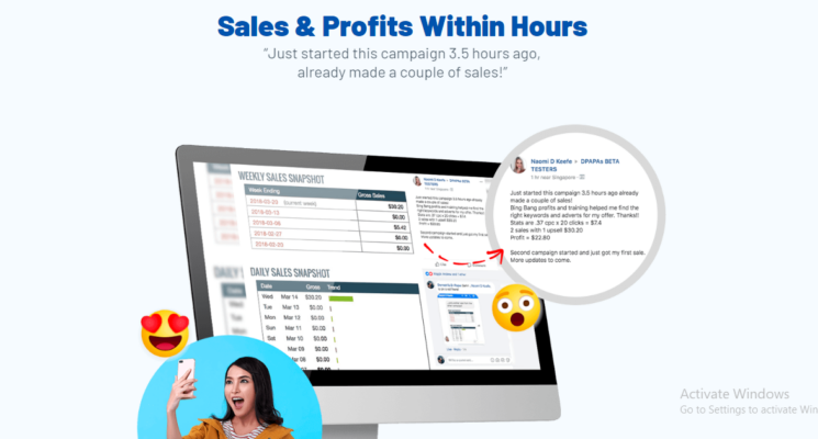 Sales and profits within hours