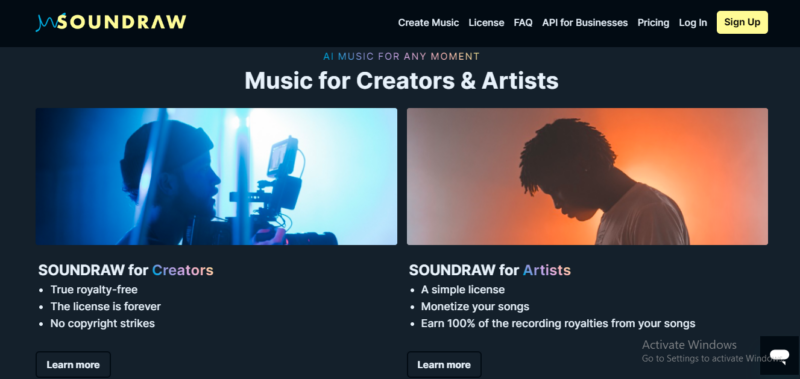 Soundraw for Creators and Artist