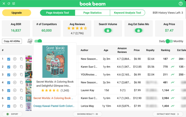 book beam keywrod analysis tool