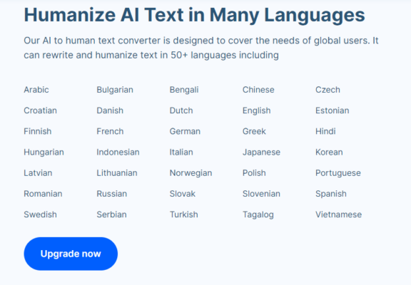 humanize AI Text in many languages.
