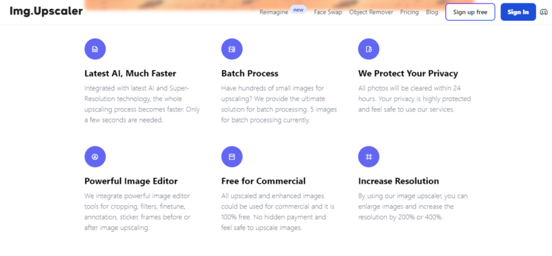 img.upscaler features