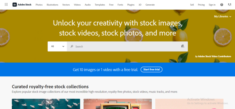 Adobe Stock Homepage