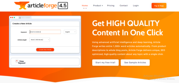 ArticleForge free