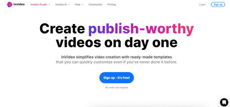 Invideo homepage