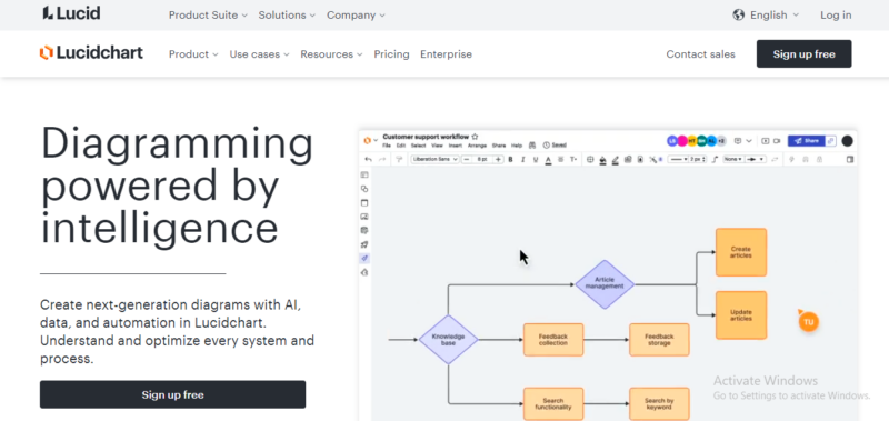 Lucidchart Homepage