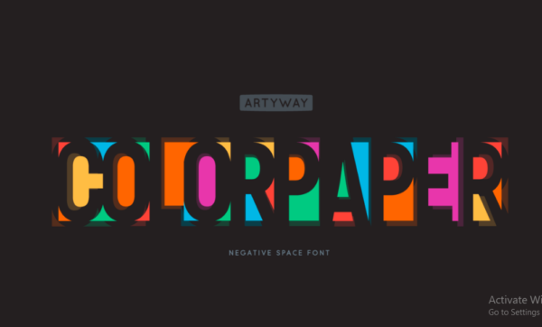 Negative Space Alphabet Color Cutting Paper Font Pro