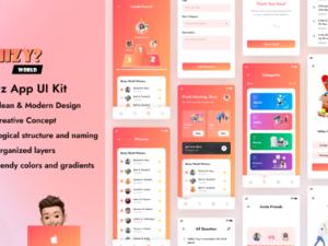 Quizy World – Quiz Mobile App Figma UI Kit free