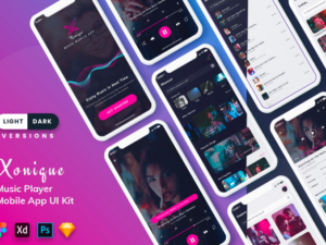 Xonigue Music Mobile App UI Kit free