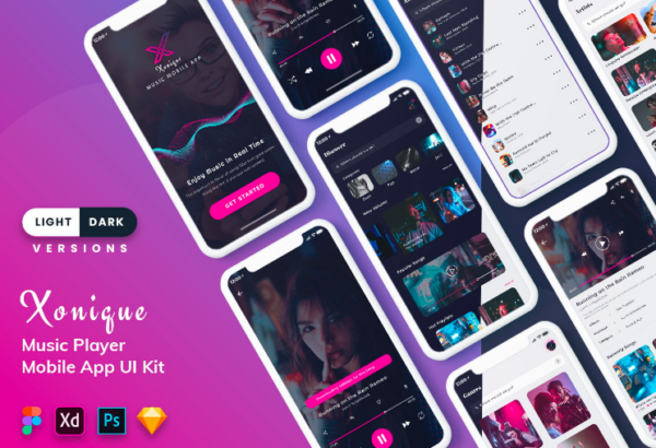 Xonigue Music Mobile App UI Kit free